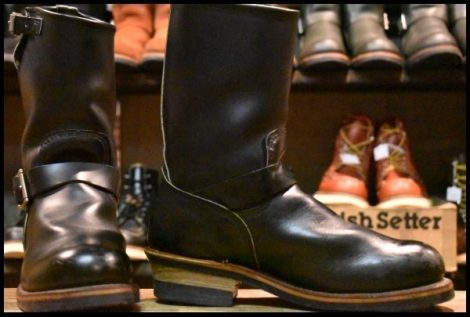 【8D 良品 PT99プリント 旧シルエット 03年】レッドウィング 2268 エンジニア 黒 ブラック スチールトゥ ブーツ redwing HOPESMORE