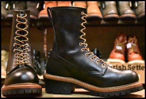 【9D 美品 11年】レッドウィング 8210 ロガー 黒 ブラッククローム スチールトゥ ビブラム レースアップ ブーツ redwing HOPESMORE