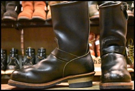【8D 良品 PT99プリント 旧シルエット 03年】レッドウィング 2268 エンジニア 黒 ブラック スチールトゥ ブーツ redwing HOPESMORE