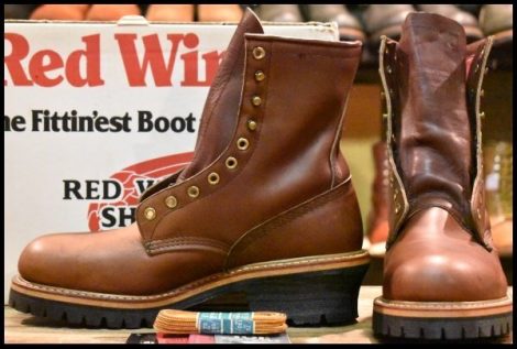 【8.5D 箱付 DEAD PT91刺繍】レッドウィング 4418 ロガーブーツ ブラウン スチールトゥ ロング シンサレート付き redwing HOPESMORE