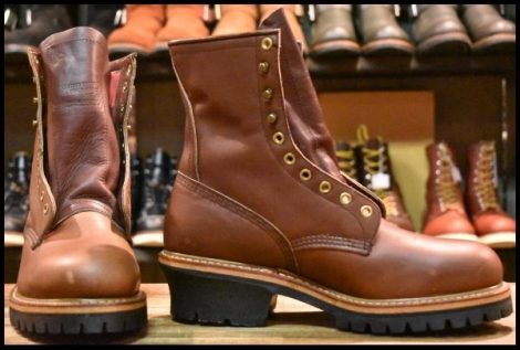 【8.5D 箱付 DEAD PT91刺繍】レッドウィング 4418 ロガーブーツ ブラウン スチールトゥ ロング シンサレート付き redwing HOPESMORE