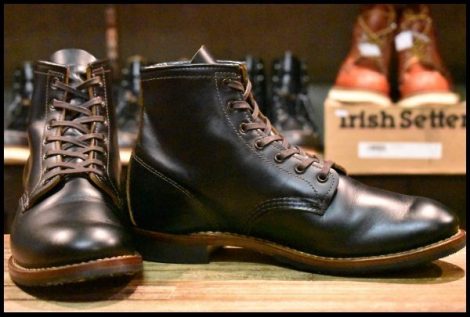 【8.5D 美品 17年】レッドウィング 9060 ベックマン ブラッククローンダイク 黒 茶芯 フラットボックス ブーツ redwing HOPESMORE