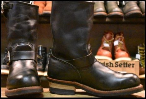 【8.5D 良品 08年】レッドウィング 2268 エンジニア 黒 ブラッククローム スチールトゥ プルオン ブーツ redwing HOPESMORE