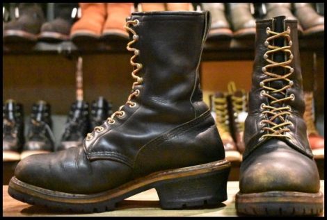 【9.5D 良品 PT91刺繍】レッドウィング 2218 ロガー 黒 ブラック スチールトゥ 編み上げ ブーツ redwing HOPESMORE