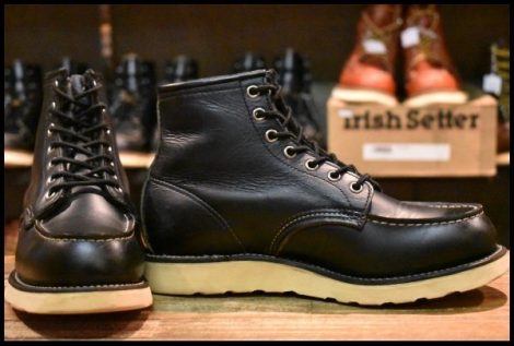 【6.5E 良品 犬タグ 98年】レッドウィング 8179 アイリッシュセッター 黒 ブラッククローム モックトゥ 編み上げ ブーツ redwing HOPESMORE