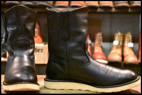 【7E 良品 12年】レッドウィング 8169 ペコス 黒 ブラッククローム プルオン クッションソール ブーツ redwing pecos HOPESMORE