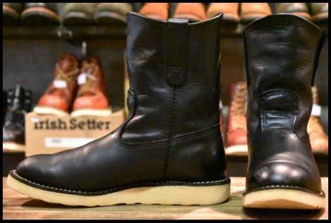 【7E 良品 12年】レッドウィング 8169 ペコス 黒 ブラッククローム プルオン クッションソール ブーツ redwing pecos HOPESMORE