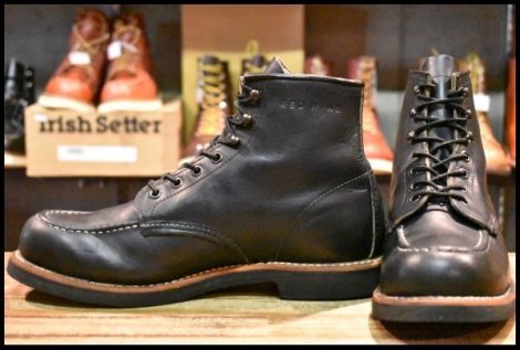 【8.5D 良品 12年】レッドウィング 9213 アイリッシュセッター 黒 ブラック オイルドレザー モックトゥ ブーツ redwing HOPESMORE
