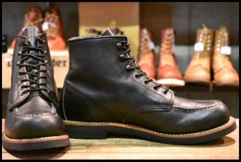 【8.5D 良品 12年】レッドウィング 9213 アイリッシュセッター 黒 ブラック オイルドレザー モックトゥ ブーツ redwing HOPESMORE