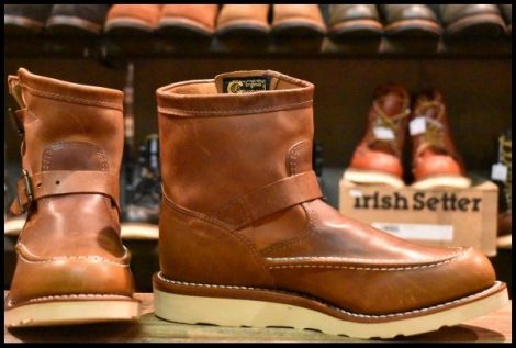 【9E 美品 黒タグ】Chippewa チペワ ハイランダーショートモックエンジニア 97876 7インチハイト タン オイルドレザー ブーツ HOPESMORE