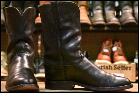 【8E 良品】Lucchese ルケーシー ウエスタンブーツ L0407 ブラック 黒 プルオン ローパー リオス ブーツ HOPESMORE