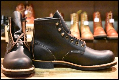 【7D 箱付 未使用 24年】レッドウィング 3345 ブラックスミス 黒 プレーリー プレーントゥ レースアップ ブーツ redwing HOPESMORE