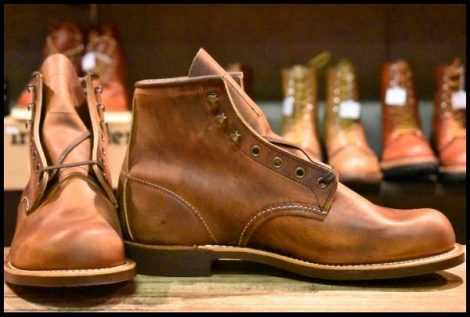 【8.5D 箱付 未使用 24年】レッドウィング 3343 ブラックスミス 茶 カッパーラフ＆タフ プレーントゥ 編み上げ ブーツ redwing HOPESMORE