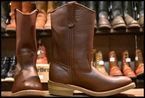 【7.5E 箱付 未使用 24年】レッドウィング 1155 ペコス 茶 ブラウン ベルバリタン ロング プルオン ブーツ redwing pecos HOPESMORE