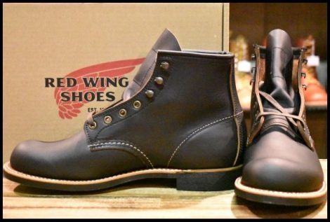 【8.5D 箱付 未使用 23年】レッドウィング 3345 ブラックスミス 黒 プレーリー プレーントゥ レースアップ ブーツ redwing HOPESMORE
