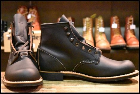 【8.5D 箱付 未使用 23年】レッドウィング 3345 ブラックスミス 黒 プレーリー プレーントゥ レースアップ ブーツ redwing HOPESMORE