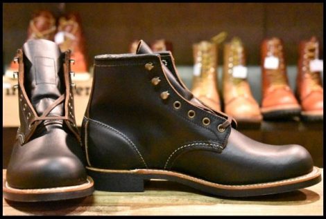 【7.5D 箱付 未使用 24年】レッドウィング 3345 ブラックスミス 黒 プレーリー プレーントゥ レースアップ ブーツ redwing HOPESMORE
