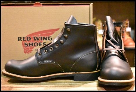 【9D 箱付 未使用 24年】レッドウィング 3345 ブラックスミス 黒 プレーリー プレーントゥ レースアップ ブーツ redwing HOPESMORE