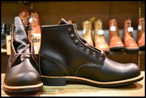 【9D 箱付 未使用 24年】レッドウィング 3345 ブラックスミス 黒 プレーリー プレーントゥ レースアップ ブーツ redwing HOPESMORE