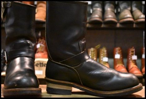 【9D 箱付 良品 PT91プリント】レッドウィング 2268 エンジニア ブラッククローム スチールトゥ プルオン ブーツ redwing HOPESMORE