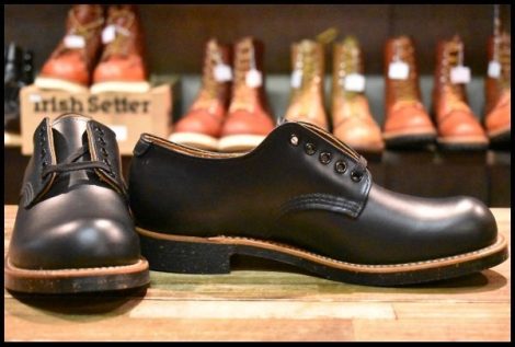 【7.5D 箱付 未使用 18年】レッドウィング 8054 フォアマン オックスフォード 黒 ブラッククローム ローカット ブーツ redwing HOPESMORE
