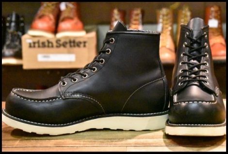 【9E 美品 16年】レッドウィング 8179 アイリッシュセッター 黒 ブラッククローム モックトゥ 編み上げ ブーツ redwing HOPESMORE