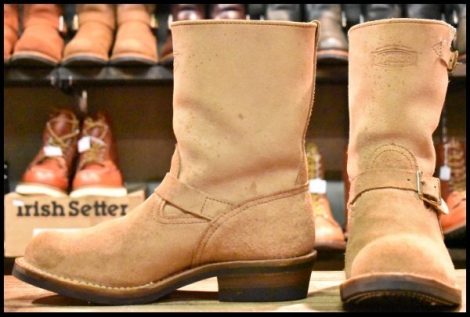 【10E 良品 12年】WESCO ウエスコ カスタムボス スエード エンジニア バーラップラフアウト ベージュ ビブラム430 BOSS ブーツ HOPESMORE