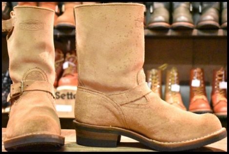 【10E 良品 12年】WESCO ウエスコ カスタムボス スエード エンジニア バーラップラフアウト ベージュ ビブラム430 BOSS ブーツ HOPESMORE