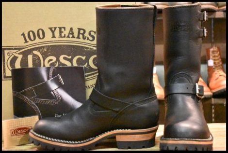【8D 美品 19年】WESCO ウエスコ カスタムボス 10インチハイト ビブラム100シングル ブラック ブーツ HOPESMORE