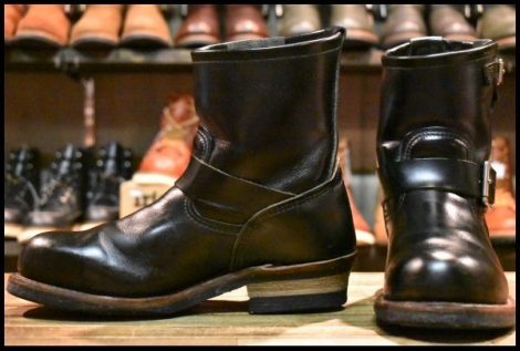 【7D 良品 14年】レッドウィング 2976 ショート エンジニア 黒 ブラッククローム スチールトゥ ブーツ redwing HOPESMORE