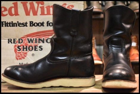 【8.5E 箱付 良品 羽タグ 97年】レッドウィング 8169 ペコス 黒 ブラッククローム プルオン ブーツ redwing pecos HOPESMORE