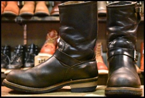 【8.5D 中古 PT91プリント】レッドウィング 2268 エンジニア 黒 ブラッククローム スチールトゥ ブーツ redwing HOPESMORE