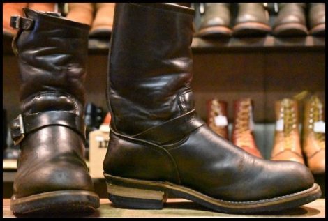 【8.5D 中古 PT91プリント】レッドウィング 2268 エンジニア 黒 ブラッククローム スチールトゥ ブーツ redwing HOPESMORE