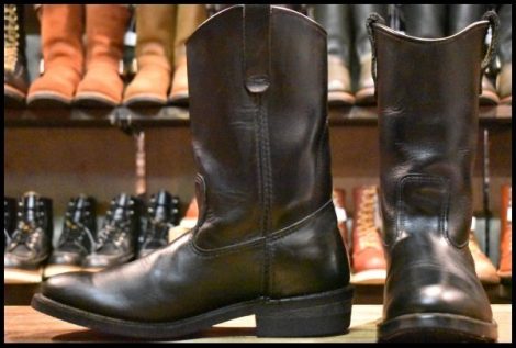 【10E 良品 08年】レッドウィング 8155 ペコス 黒 ブラッククローム プルオン ブーツ redwing pecos HOPESMORE