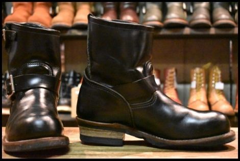 【7D 良品 14年】レッドウィング 2976 ショート エンジニア 黒 ブラッククローム スチールトゥ ブーツ redwing HOPESMORE