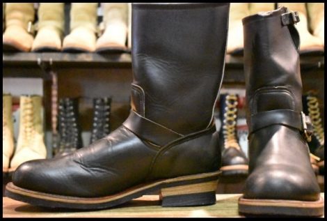 【9.5D 良品 PT91刺繍 98年】レッドウィング 2268 エンジニア 黒 ブラッククローム スチールトゥ プルオン ブーツ redwing HOPESMORE