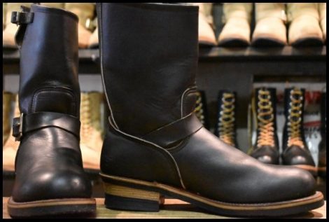 【9.5D 良品 PT91刺繍 98年】レッドウィング 2268 エンジニア 黒 ブラッククローム スチールトゥ プルオン ブーツ redwing HOPESMORE
