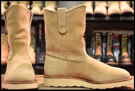 【5.5D 美品 羽タグ】レッドウィング 8168 スエード ペコス タン ラフアウト ベージュ クッションソール ブーツ redwing HOPESMORE