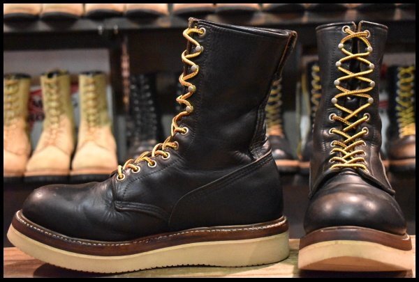 8D 良品 PT91刺繍 カスタム】レッドウィング 2218 ロガー 黒 ブラック