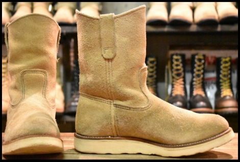 【7E 良品 羽タグ 98年】レッドウィング 8168 スエード ペコス タン ラフアウト ベージュ クッションソール ブーツ redwing HOPESMORE