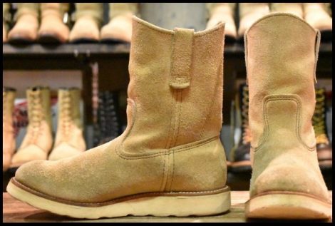【7E 良品 羽タグ 98年】レッドウィング 8168 スエード ペコス タン ラフアウト ベージュ クッションソール ブーツ redwing HOPESMORE