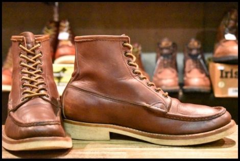 【9B 良品 白タグ】RUSSELL MOCCASIN ラッセルモカシン ハイカー ブラウン 茶 ビンテージ 編み上げ ブーツ HOPESMORE