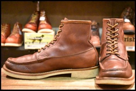 【9B 良品 白タグ】RUSSELL MOCCASIN ラッセルモカシン ハイカー ブラウン 茶 ビンテージ 編み上げ ブーツ HOPESMORE
