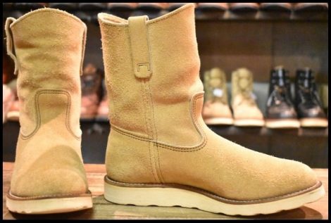 【7.5E 良品 羽タグ 96年】レッドウィング 8168 スエード ペコス タン ラフアウト ベージュ クッションソール ブーツ redwing HOPESMORE