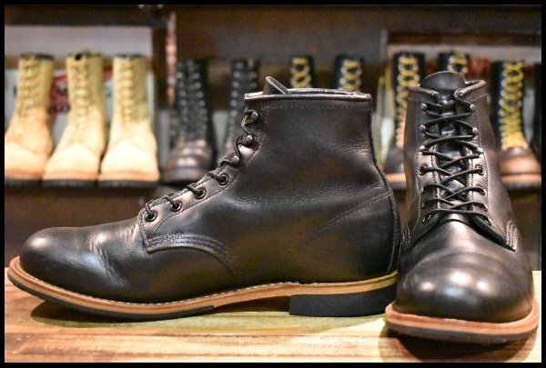 【10D 美品 24年】レッドウィング 9423 ベックマン 黒 ブラック エクスカリバー プレーントゥ 編み上げ ブーツ redwing HOPESMORE