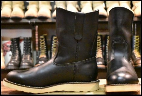 【8.5E 美品 08年】レッドウィング 8169 ペコス 黒 ブラッククローム クッションソール プルオン ブーツ redwing pecos HOPESMORE