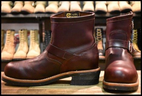 【10E 美品 黒タグ】Chippewa チペワ 1901M11 ショートエンジニア 7インチハイト コードバン スチールトゥ ビブラム700 ブーツ HOPESMORE