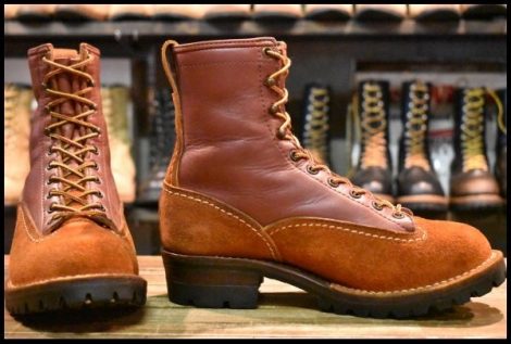【7.5D 良品 09年】WESCO ウエスコ カスタムジョブマスターLTT レッドウッド×ラフアウト ツートン ビブラム100 編み上げ ブーツ HOPESMORE