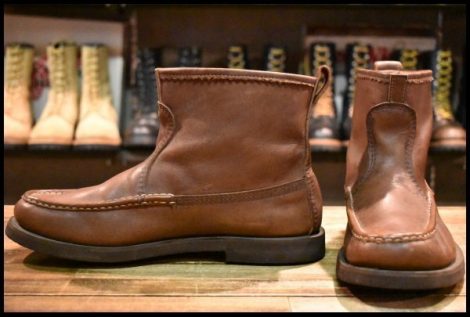 【8.5E 良品】RUSSELL MOCCASIN ラッセルモカシン ノックアバウト ブラウン 赤茶 プルオン ブーツ HOPESMORE