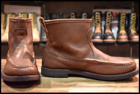 【8.5E 良品】RUSSELL MOCCASIN ラッセルモカシン ノックアバウト ブラウン 赤茶 プルオン ブーツ HOPESMORE